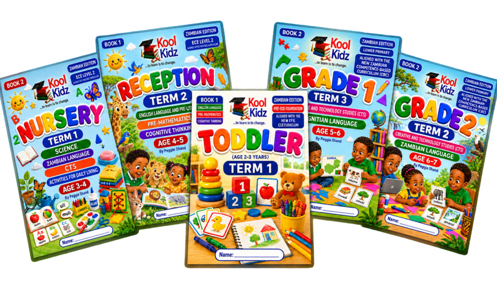 Five Kool Kidz workbooks for Toddler, Nursery, Reception, Grade 1 and Grade 2